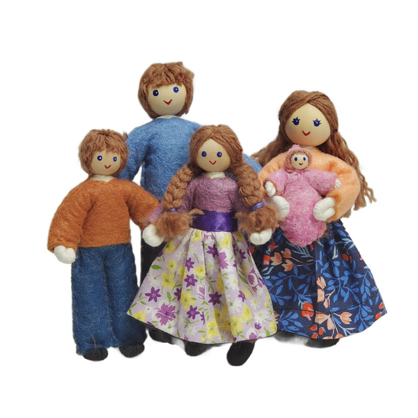 Wooden Doll House Family Doll Set